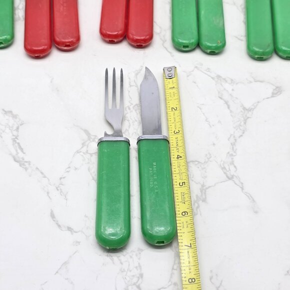 Vintage Camping Utensil Set Made in USA Folding Knife Fork Spoon Combo PAT PEND - Picture 4 of 6